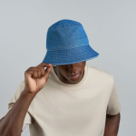 Chapéu tipo panamá em denim de algodão reciclado tingido com DyStar®