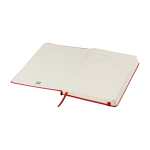 Caderno grande com fecho elástico Moleskine, páginas pautadas cor vermelho-escuro segunda vista