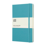 Caderno grande com fecho elástico Moleskine, páginas pautadas cor azul pastel