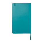 Caderno grande com fecho elástico Moleskine, páginas pautadas cor azul pastel segunda vista traseira