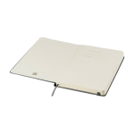 Caderno grande com fecho elástico Moleskine, páginas pautadas cor azul acinzentado terceira vista