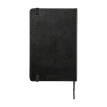 Caderno Moleskine Classic de capa dura médio, folhas pautadas cor preto segunda vista traseira