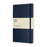Caderno Moleskine Classic com nota ''em caso de perda'' pautado cor azul