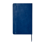 Caderno Moleskine Classic com nota ''em caso de perda'' pautado cor azul segunda vista traseira