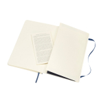 Caderno Moleskine Classic com nota ''em caso de perda'' pautado cor azul terceira vista traseira