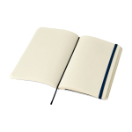 Caderno Moleskine Classic com nota ''em caso de perda'' pautado cor azul quarta vista