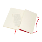 Caderno Moleskine Classic com nota ''em caso de perda'' pautado cor vermelho-escuro terceira vista traseira