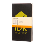 Caderno Moleskine Cahier, capa de cartão, bolso interior, pautado cor preto vista impressão serigrafia