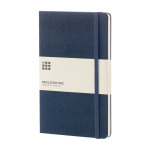 Caderno Moleskine Classic com aviso ''em caso de perda'' e folhas lisas cor azul