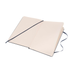 Caderno Moleskine Classic com aviso ''em caso de perda'' e folhas lisas cor azul segunda vista