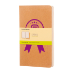 Caderno Moleskine Cahier Journal cartão com costuras na lombada liso cor castanho vista impressão serigrafia