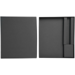 Conjunto de oferta com caderno de capa dura e caneta de tinta preta cor preto segunda vista frontal