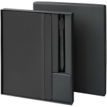 Conjunto de oferta com caderno de capa dura e caneta de tinta preta cor preto