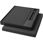 Conjunto de oferta com caderno de capa dura e caneta de tinta preta cor preto segunda vista