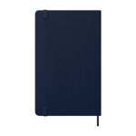 Agenda de papel com aspeto de pele, vista diária e capa dura Moleskine cor azul segunda vista traseira