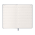 Agenda de papel com aspeto de pele, vista diária e capa dura Moleskine cor azul terceira vista