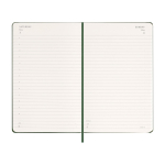 Agenda de papel com aspeto de pele, vista diária e capa dura Moleskine cor verde quarta vista