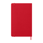 Agenda de papel com aspeto de pele, vista diária e capa dura Moleskine cor vermelho-escuro segunda vista traseira