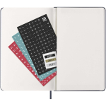 Agenda semanal 12 meses em papel efeito couro com capa dura Moleskine cor azul quinta vista