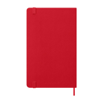 Agenda semanal 12 meses em papel efeito couro com capa dura Moleskine cor vermelho-escuro segunda vista traseira