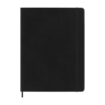 Agenda semanal grande em papel cor de couro com capa mole Moleskine cor preto segunda vista frontal