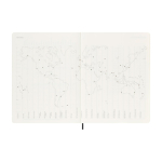 Agenda semanal grande em papel cor de couro com capa mole Moleskine cor preto vista detalhe 1