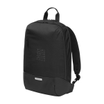 Mochila Moleskine Metro 15'' com compartimentos e costas em malha cor preto vista impressa logo 2