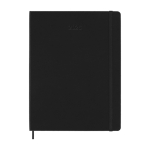 Agenda semanal grande com fecho elástico e capa dura Moleskine cor preto segunda vista frontal