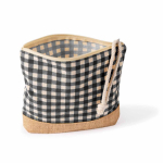 Necessaire em algodão reciclado e juta com design aos quadrados 220 g/m² cor preto segunda vista
