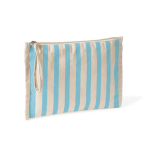 Necessaire em algodão reciclado com pega tipo pulseira 180 g/m² cor azul pastel primeira vista