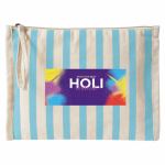 Necessaire em algodão reciclado com pega tipo pulseira 180 g/m² cor azul pastel terceira vista