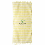 Pareo às riscas em algodão reciclado ideal para a praia 340 g/m² cor amarelo quarta vista