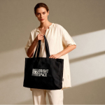 Saco oversize de algodão reciclado com fole e asas compridas 220 g/m² cor preto terceira vista