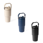 Garrafa térmica anti-fugas em aço inoxidável reciclado 600 ml cor azul-marinho sexta vista