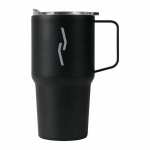 Copo térmico de aço inoxidável anti-derrame com asa 600 ml cor preto quinta vista