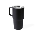 Copo térmico de aço inoxidável anti-derrame com asa 600 ml cor preto