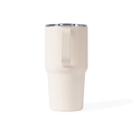 Copo térmico de aço inoxidável anti-derrame com asa 600 ml cor bege segunda vista