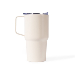 Copo térmico de aço inoxidável anti-derrame com asa 600 ml cor bege terceira vista