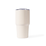 Copo térmico de aço inoxidável anti-derrame com asa 600 ml cor bege quarta vista