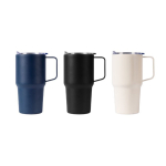 Copo térmico de aço inoxidável anti-derrame com asa 600 ml cor bege quinta vista
