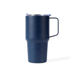 Copo térmico de aço inoxidável anti-derrame com asa 600 ml cor azul-marinho primeira vista