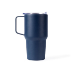 Copo térmico de aço inoxidável anti-derrame com asa 600 ml cor azul-marinho segunda vista