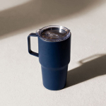 Copo térmico de aço inoxidável anti-derrame com asa 600 ml cor azul-marinho quinta vista