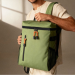 Mochila térmica com compartimentos e pele sintética para personalizar cor verde sexta vista