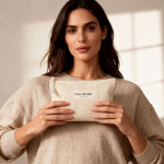 Necessaire de algodão com etiqueta a condizer para marcação 310 g/m² cor branco quarta vista