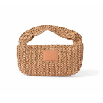 Saco pequeno de papel e poliéster com etiqueta para marcação cor castanho