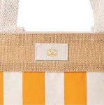 Saco em algodão reciclado e juta com design aos quadrados 220 g/m² cor cor-de-laranja terceira vista