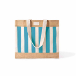 Saco em algodão reciclado e juta com design aos quadrados 220 g/m² cor azul riviera segunda vista