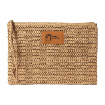 Bolsa necessaire em papel e poliéster com etiqueta para marcação cor castanho terceira vista