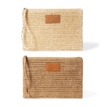 Bolsa necessaire em papel e poliéster com etiqueta para marcação cor castanho quarta vista